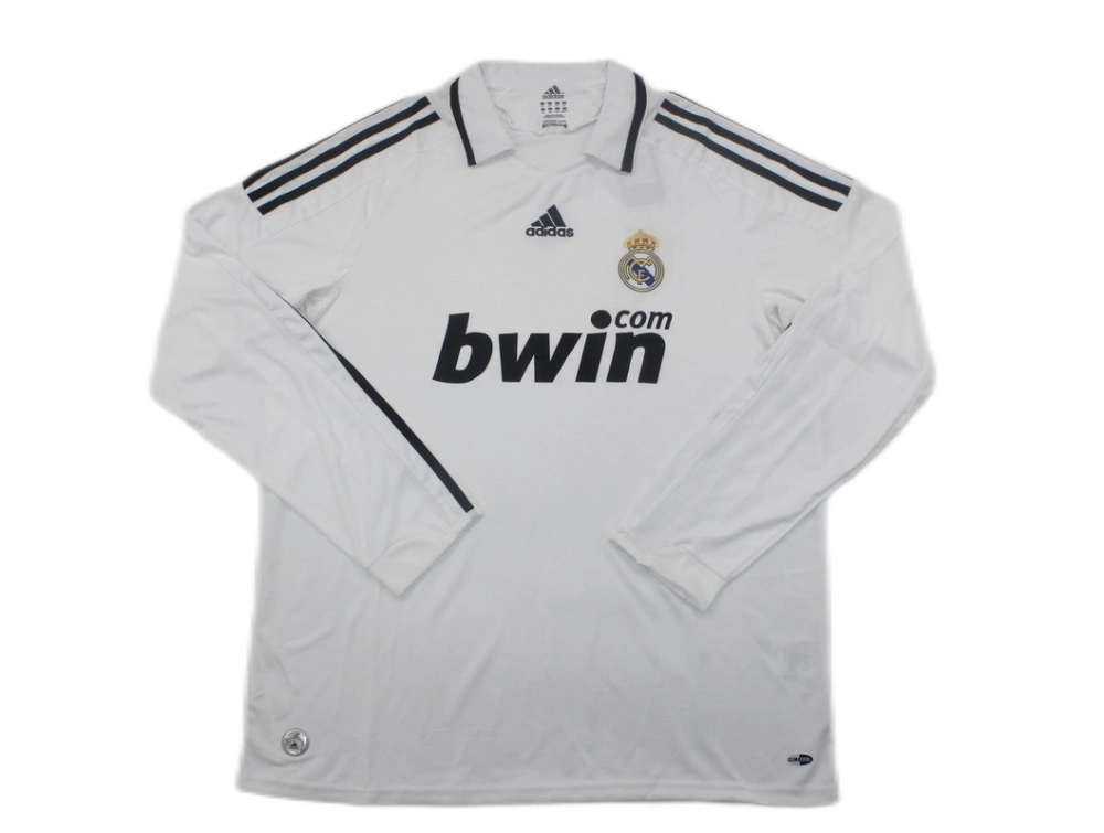 Real Madrid Retro Jersey Home Long Sleeve Custom Soccer Shirt 2008/09