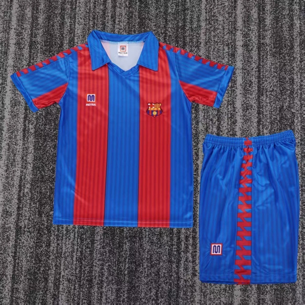 Barcelona Retro Jersey Home Kids Kit Jersey+Shorts 1989-92