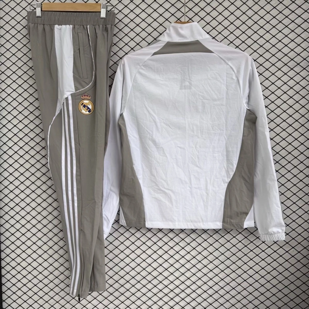 Real Madrid Windbreaker With Pants White&Gray 2025-26
