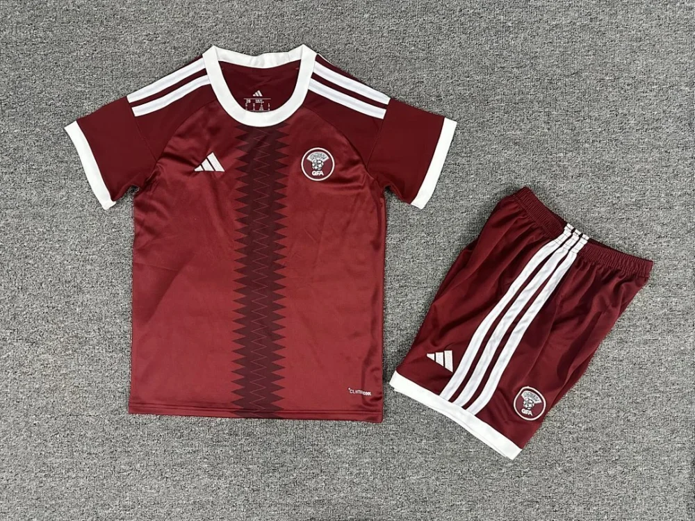 Qatar Soccer Jersey Home Kids Kit Jersey+Shorts World Cup 2026