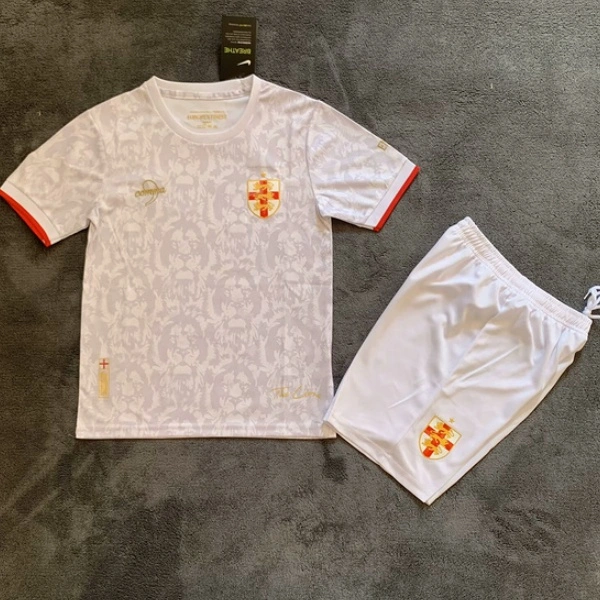 England Soccer Jersey White Comma Special Edition Kids Kit Jersey+Shorts EURO 2024