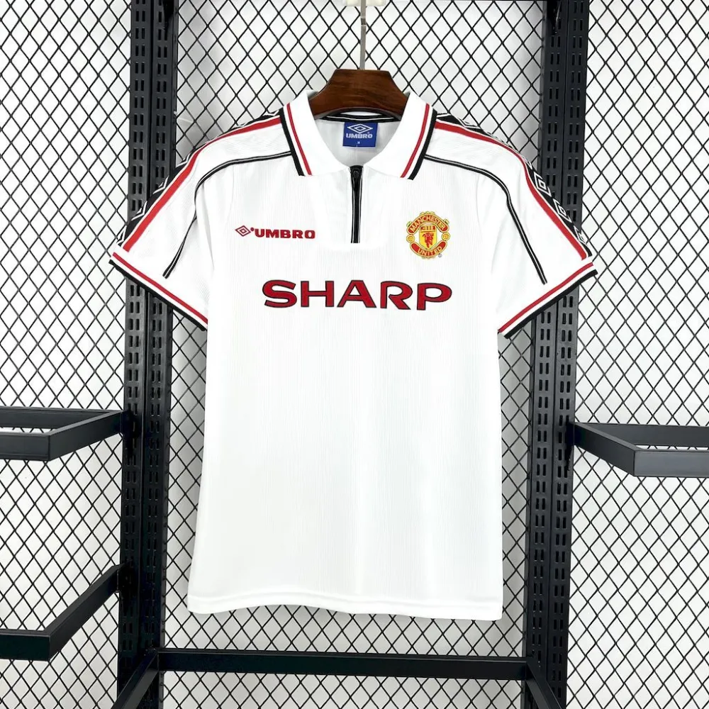 Manchester United Retro White Football Jersey Shirt 1998/99
