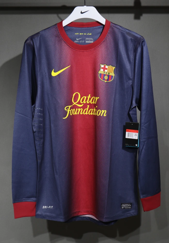 Authentic Barcelona Retro Jersey Home Long Sleeve Soccer Shirt 2012-13