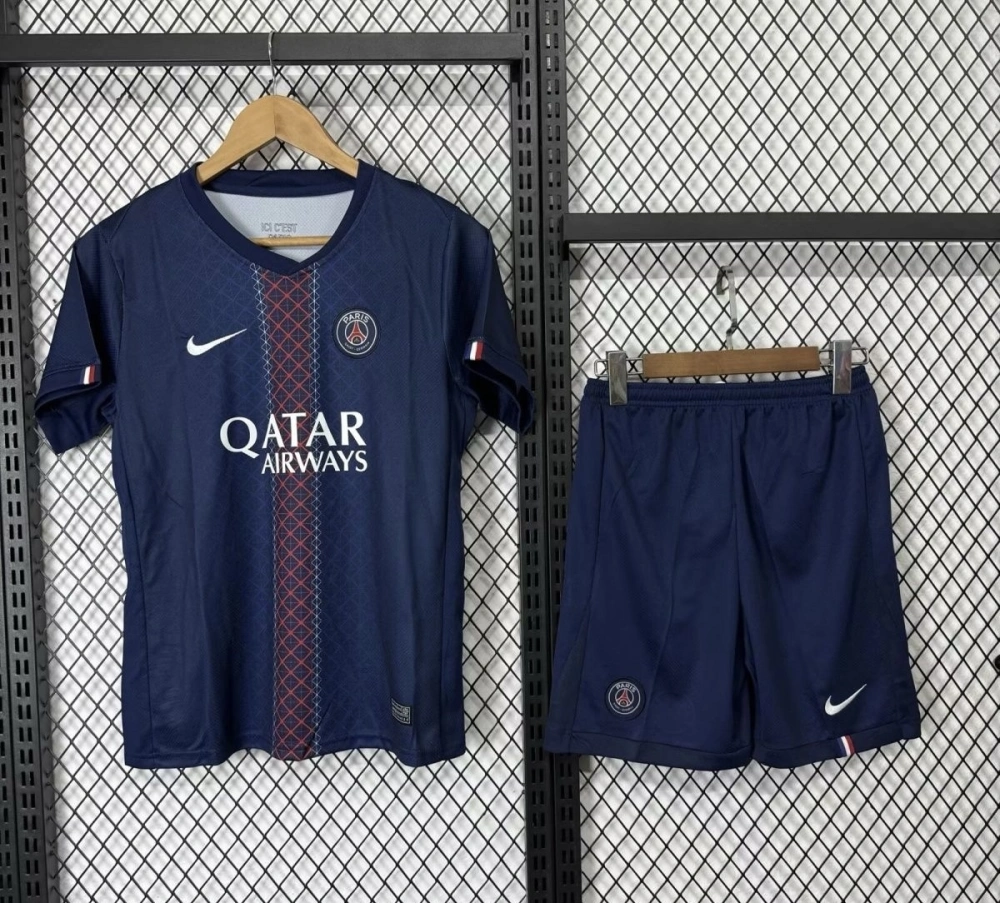 PSG Soccer Jersey Home Kids Kit Jersey+Shorts 2025/26