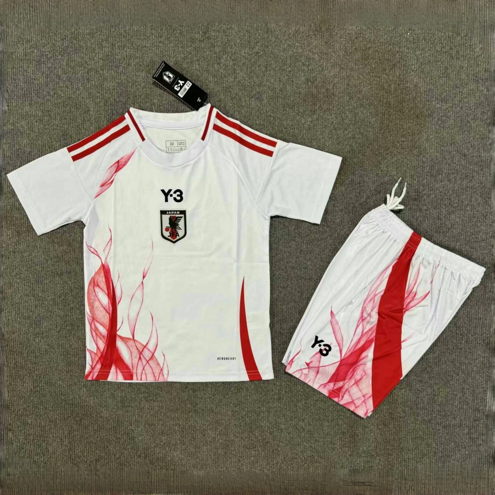 Japan X Y-3 Soccer Jersey Away Kids Kit Jersey+Shorts 2024-25