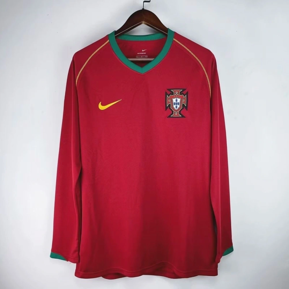 Portugal Retro Soccer Jersey Home Long Sleeve Custom Shirt 2006