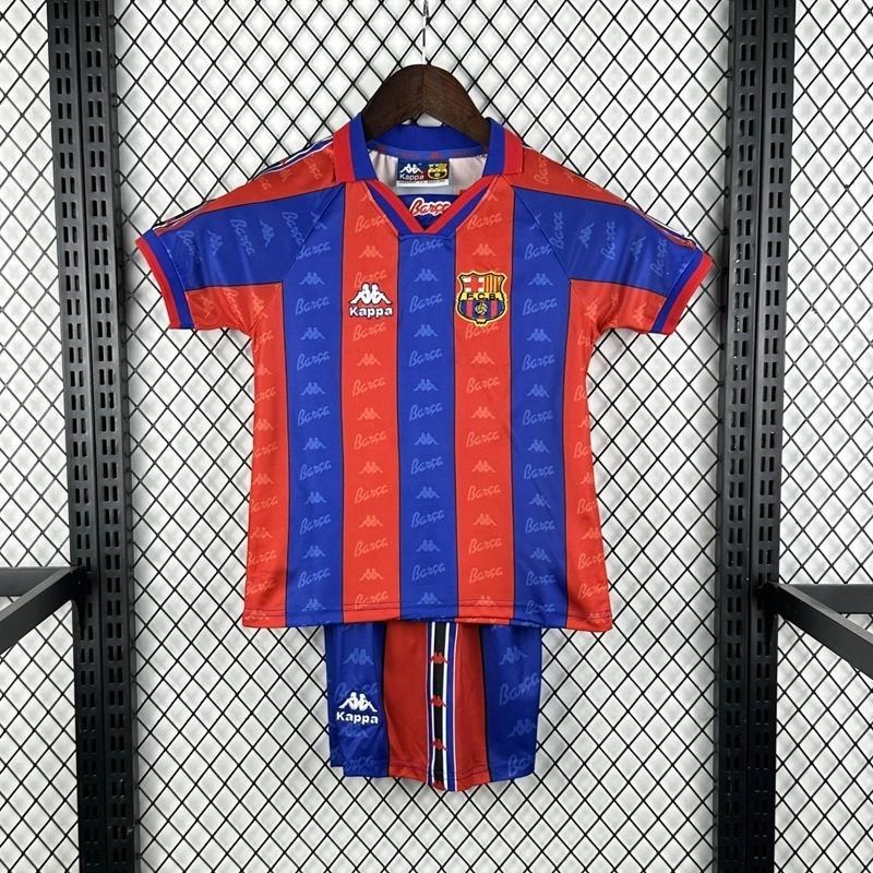 Barcelona Retro Jersey Home Kids Kit Jersey+Shorts 1996-97