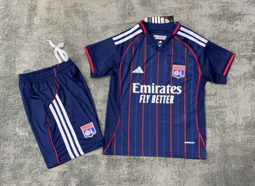 Olympique Lyonnais Football Jersey Away Kids Kit Jerseys+Shorts 2025/26