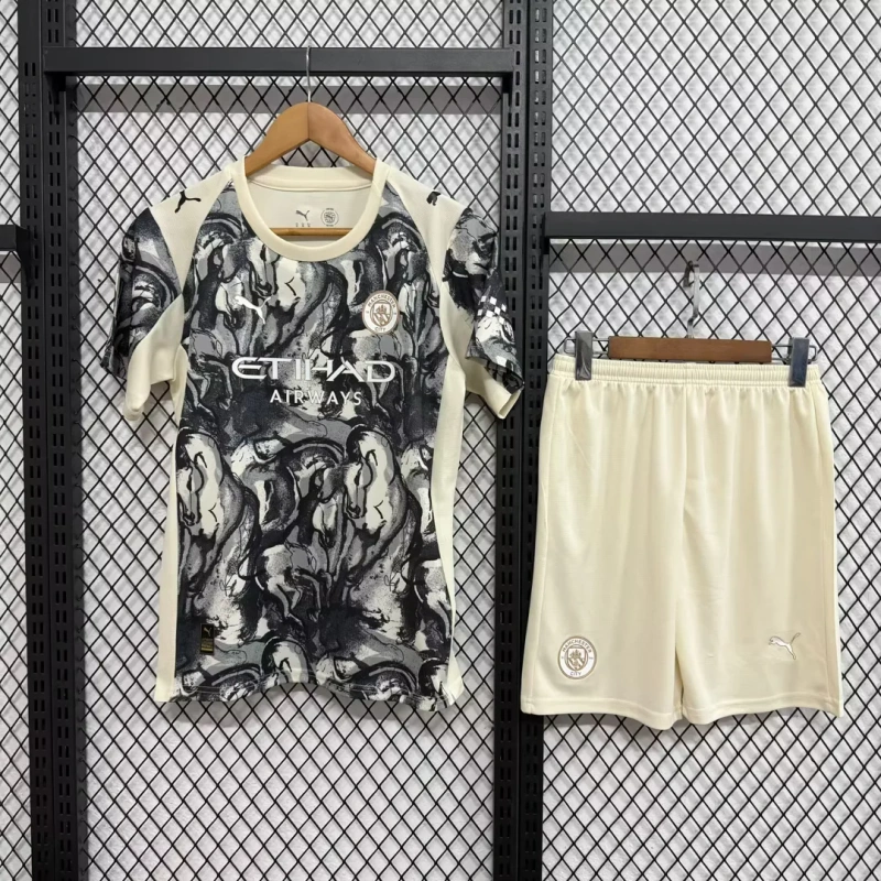 Manchester City Horse Year Special Edition Kids Kit Jersey+Shorts 2025/26