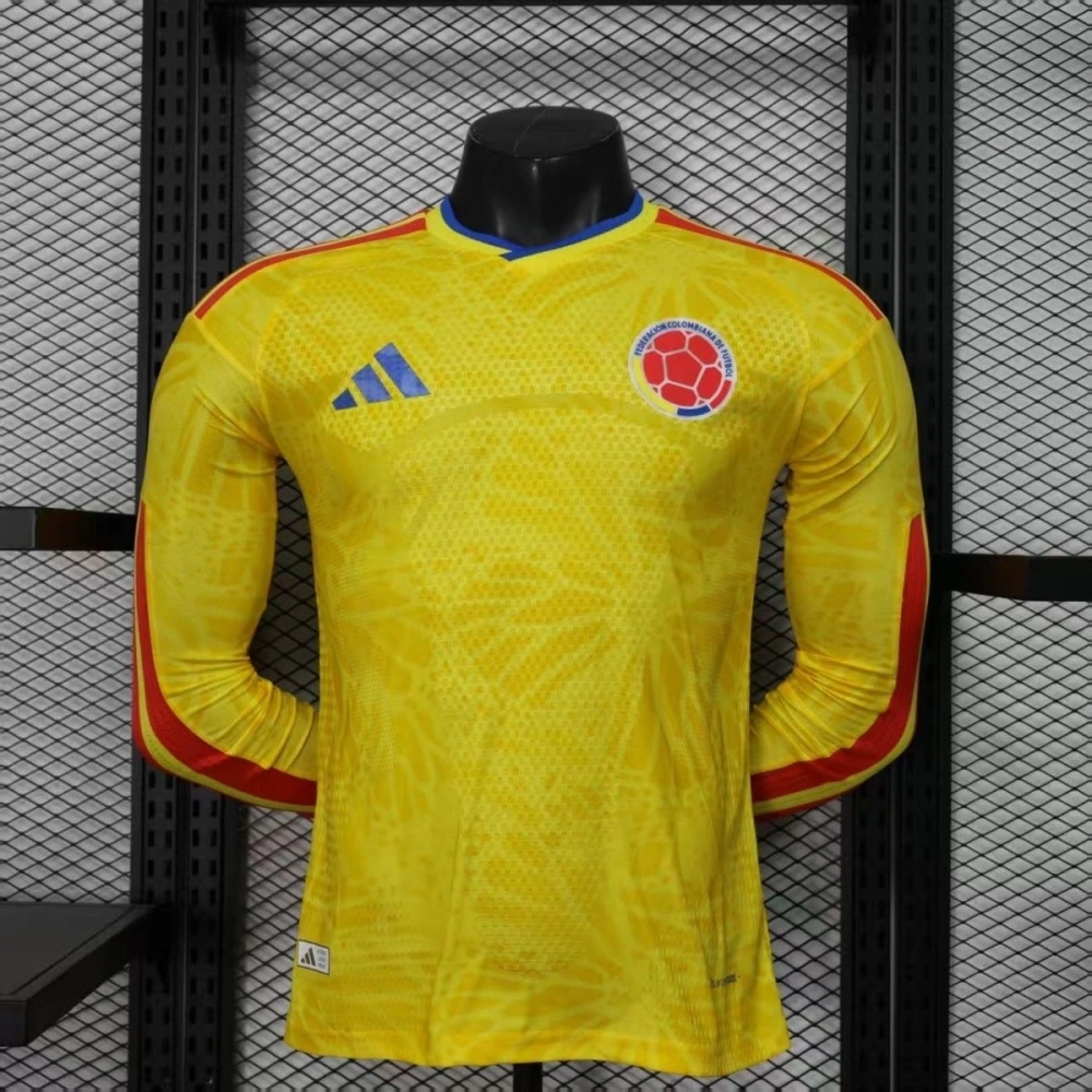 Colombia Authentic Soccer Jersey Home Long Sleeve Shirt World Cup 2026