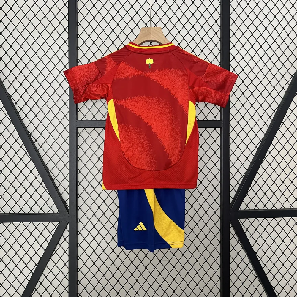 Spain Home Football Uniform Kids Kit Jersey+Shorts EURO 2024