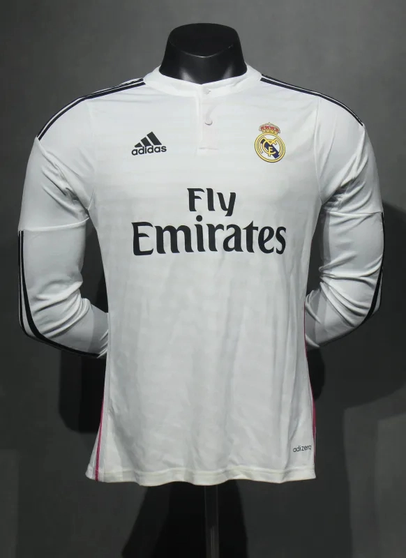 Real Madrid Authentic Retro Jersey Home Long Sleeve Soccer Shirt 2014/15