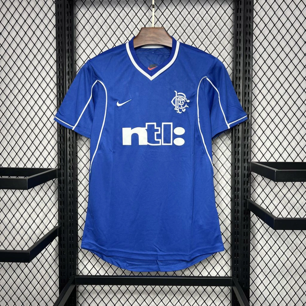 Rangers FC Retro Soccer Jersey Home Custom Shirt 1999-00