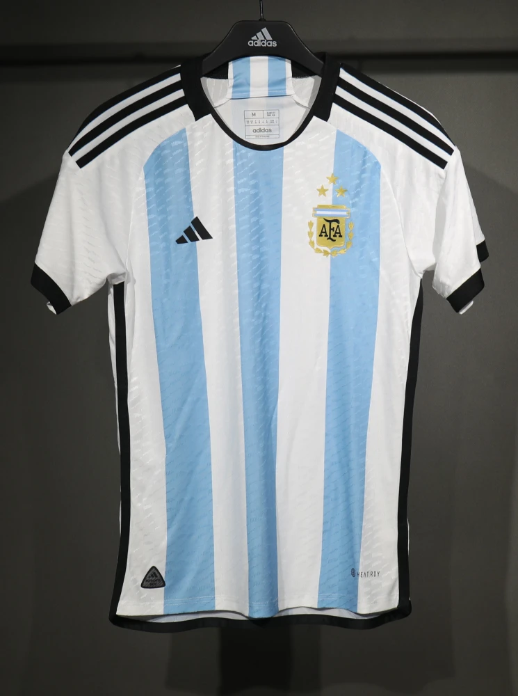 Argentina Retro Authentic Jersey Home Football Jersey World Cup 2022 - Three Stars