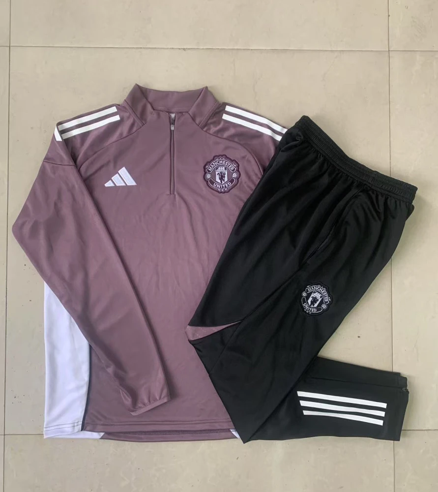 Kids Manchester United Training Kit (Sweatshirt+Pants) Grayish Purple 2025/26