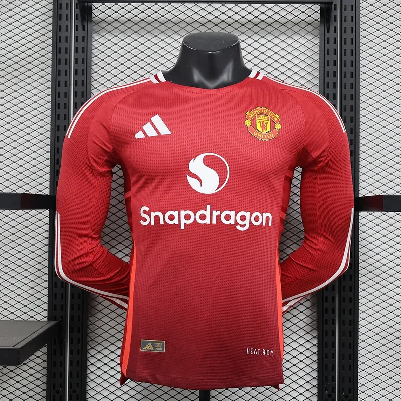 Manchester United Authentic Home Long Sleeve Football Jersey Shirt 2024/25
