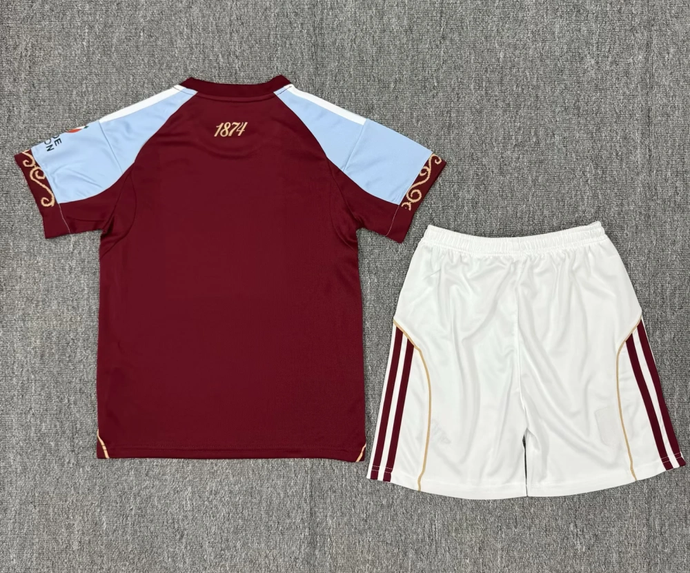 Aston Villa Football Jersey Home Kids Kit Jersey+Shorts 2025/26