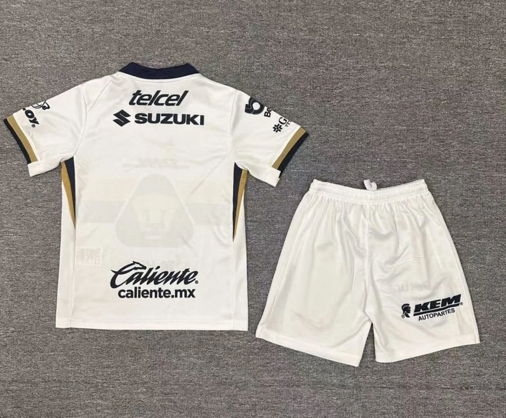 Pumas UNAM Soccer Jersey Home Kids Kit Jersey+Shorts 2025-26
