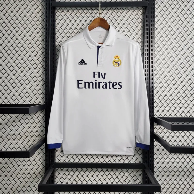 Real Madrid Retro Jersey Home Long Sleeve Soccer Shirt 2016/17