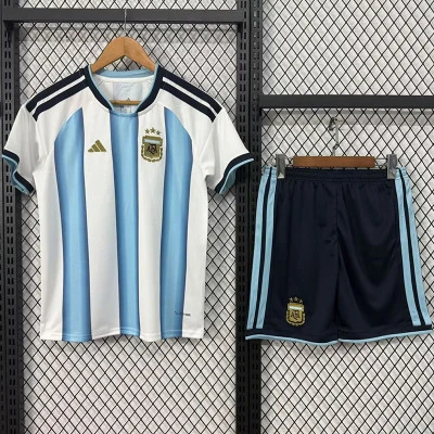 Argentina Home Soccer Uniform Kids Kit Jersey+Shorts World Cup 2026