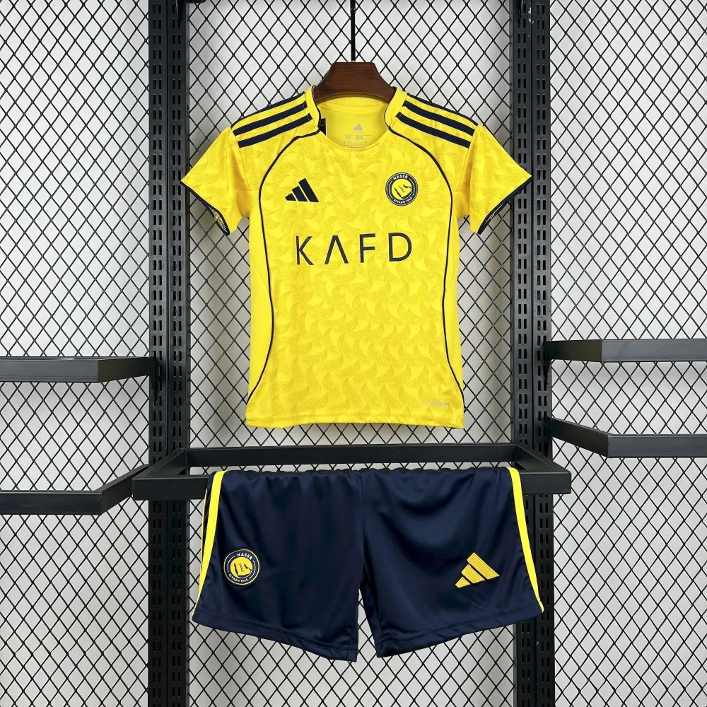 Al Nassr Soccer Jersey Home Kids Kit Jersey+Shorts 2025/26