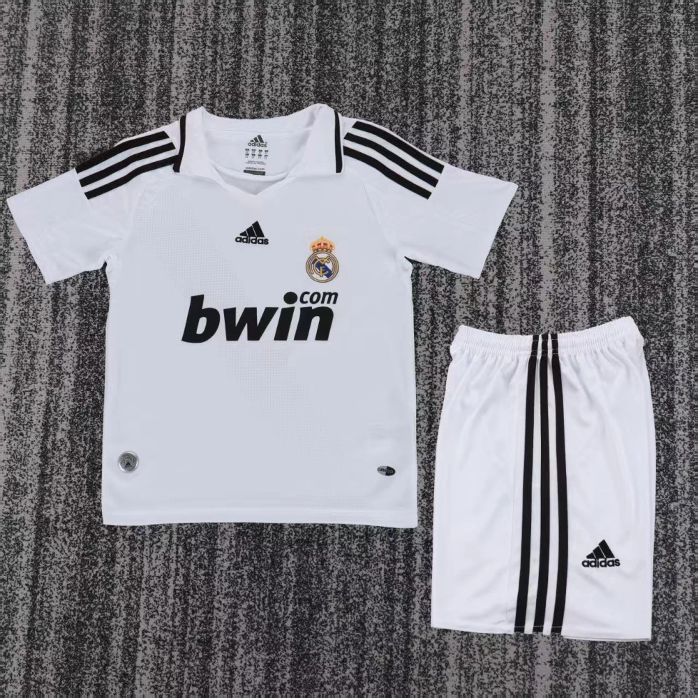 Real Madrid Retro Jersey Home Kids Kit Jersey+Shorts 2008-09