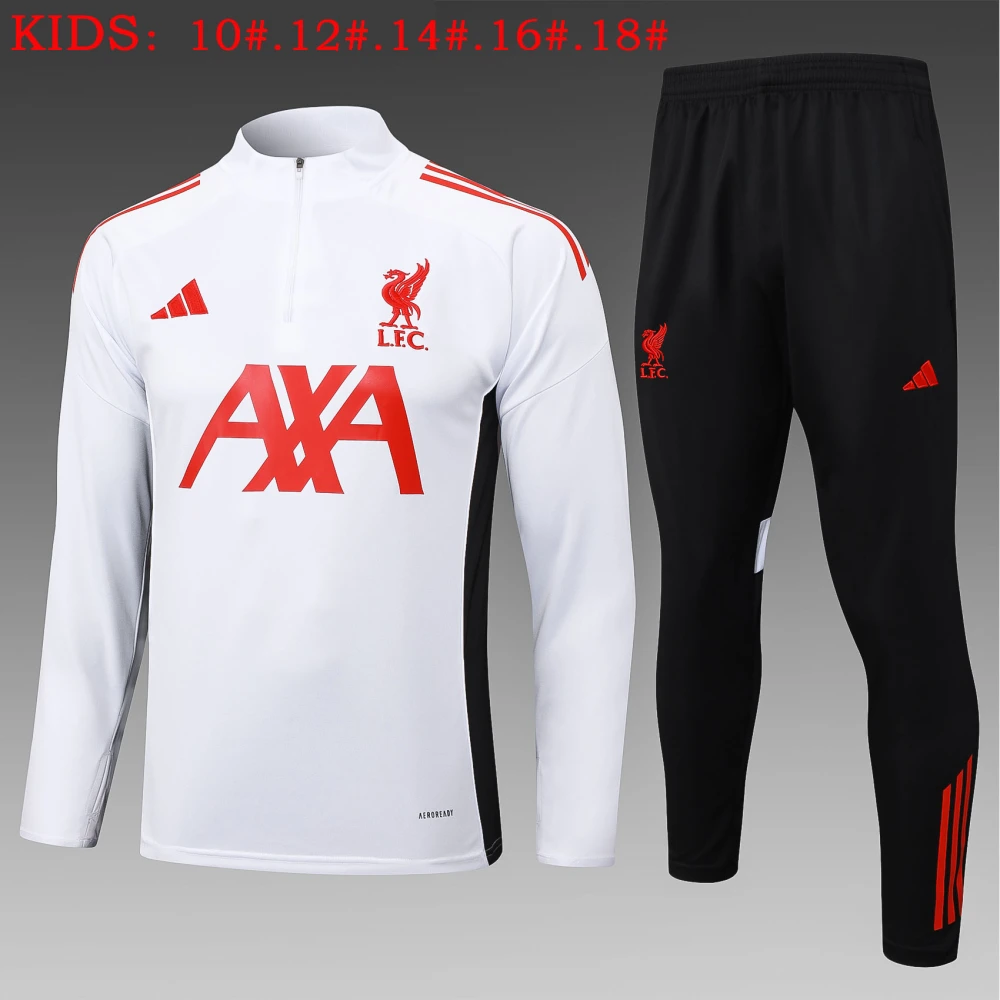 Kids Liverpool Training Kit (Sweatshirt+Pants) White 2025/26