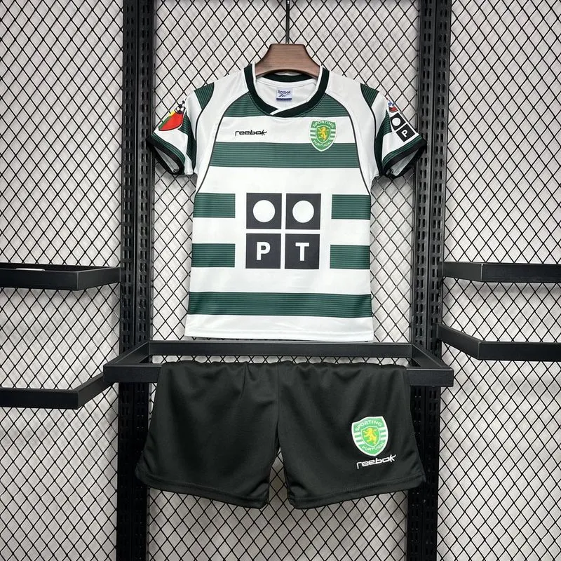 Sporting CP Retro Soccer Jersey Home Kids Kit Jersey+Shorts 2001/03