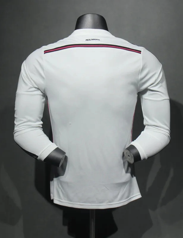 Real Madrid Authentic Retro Jersey Home Long Sleeve Soccer Shirt 2014/15