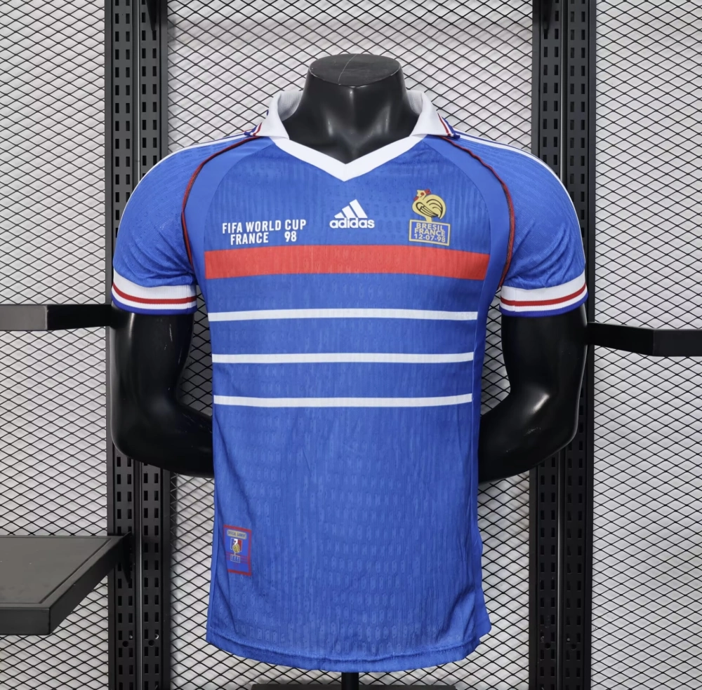 France Retro Authentic Soccer Jersey Home Shirt World Cup 1998