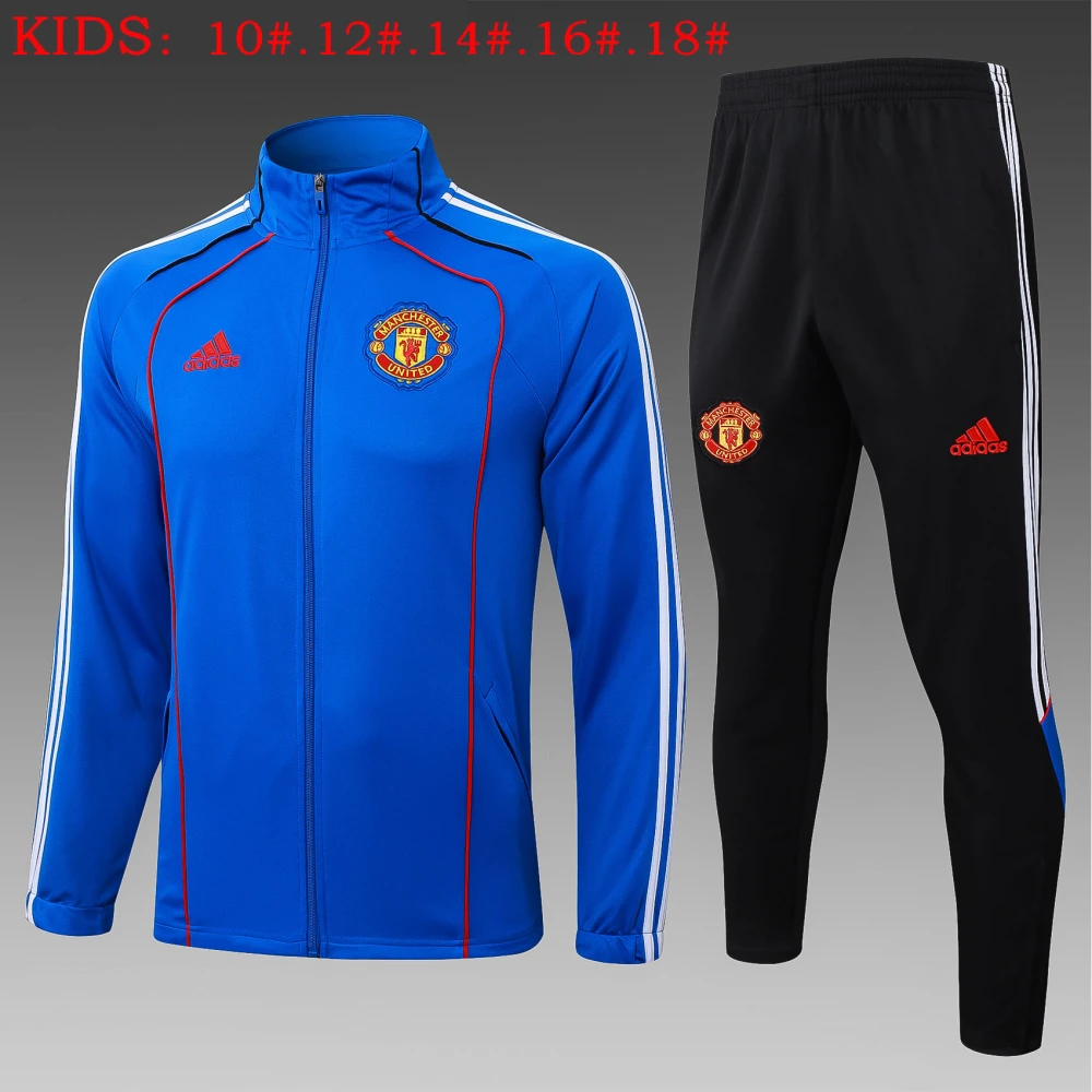 Kids Manchester United Training Kit (Jacket+Pants) Blue 2025/26