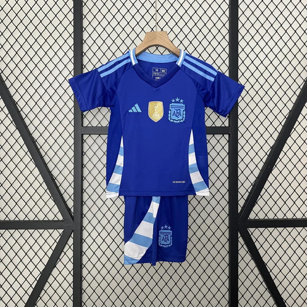Argentina Away Soccer Uniform Kids Kit Jersey+Shorts 2024