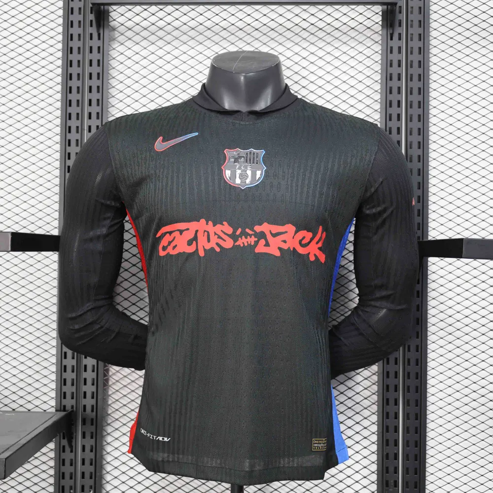 Authentic Soccer Jersey Barcelona Away x Travis Scott Long Sleeve Shirt 2024/25