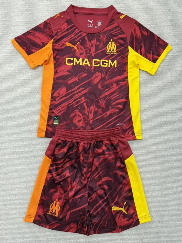 Marseille Soccer Jersey Goalkeeper Kids Kit Jerseys+Shorts 2025/26