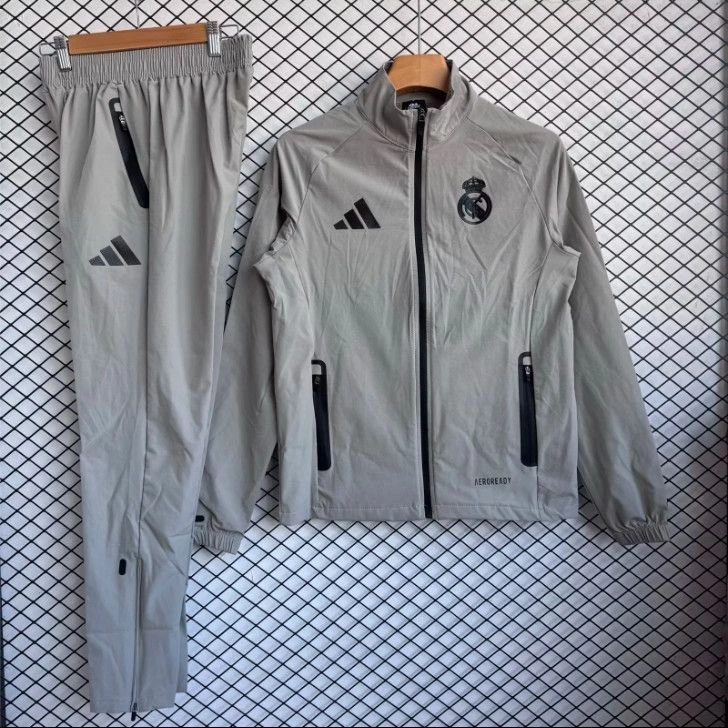Real Madrid Windbreaker With Pants Gray 2025-26
