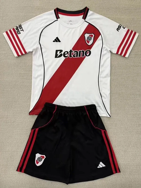 River Plate Soccer Jersey Home Kids Kit Jersey+Shorts 2025/26 - With Sponsors