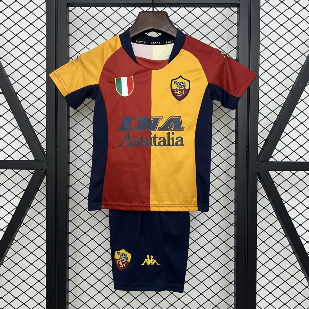 Roma Retro Soccer Jersey Home Kids Kit Jersey+Shorts 2001/02