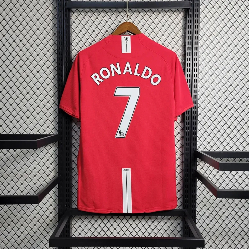 Ronaldo #7 Manchester United Retro Home Football Jersey Shirt 2007/08