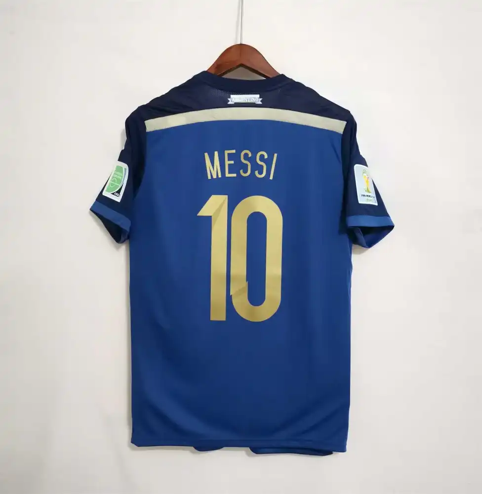 Messi #10 Argentina Retro Jersey Away Football Jersey 2014