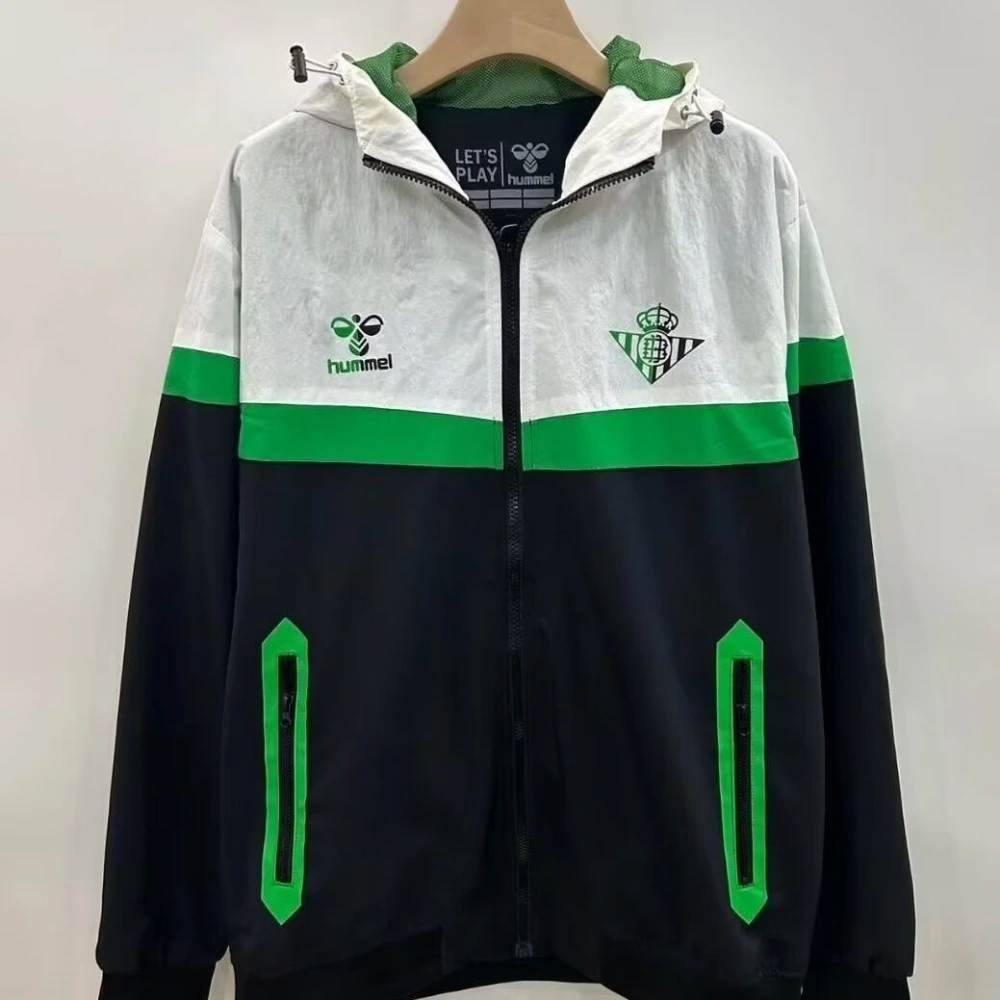 Real Betis Retro Windbreaker Hoodie Jacket Green 2025/26