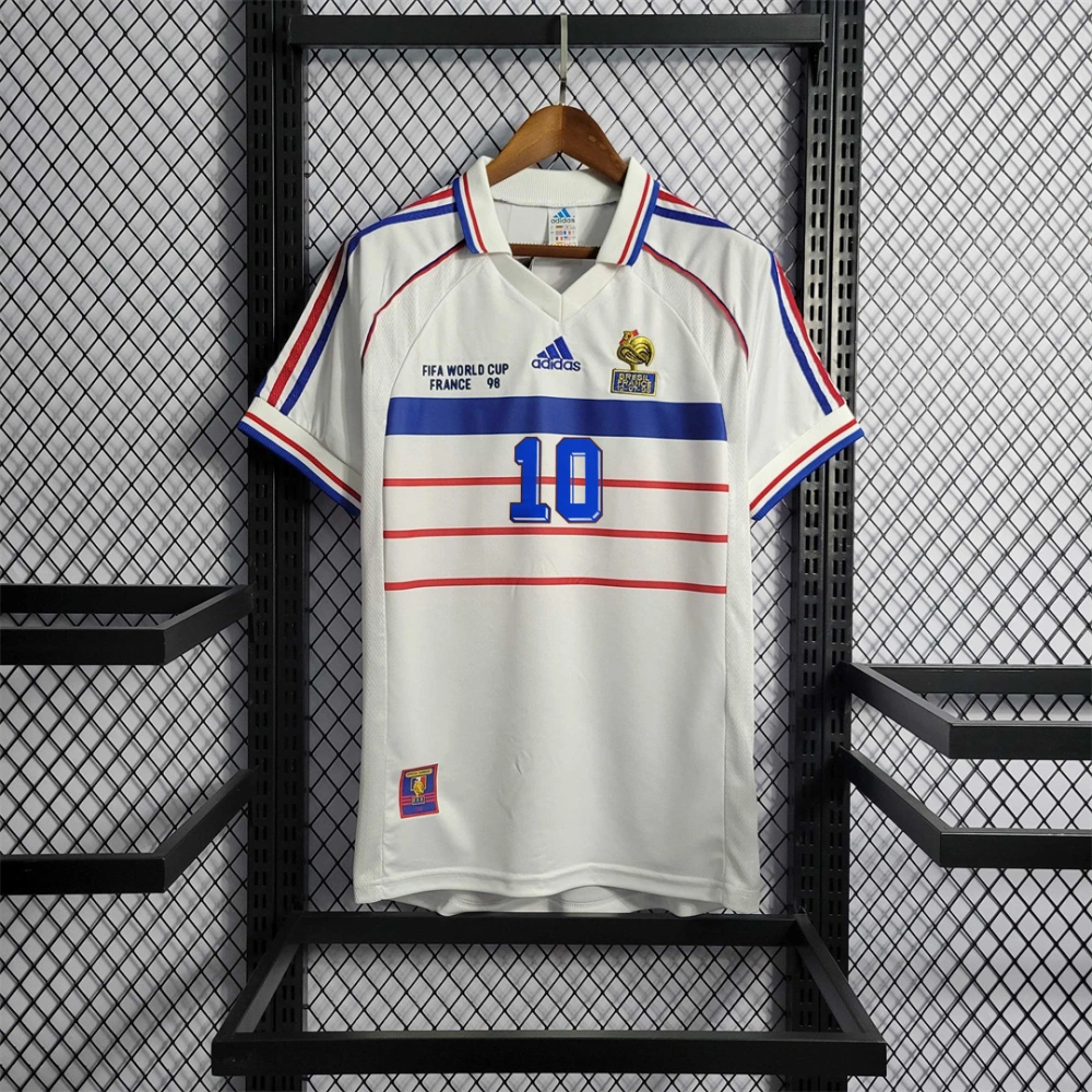 Zidane#10 France Retro Soccer Jersey Away Shirt World Cup 1998