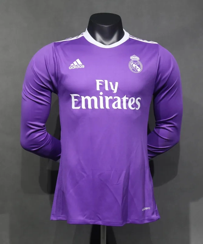Real Madrid Authentic Retro Jersey Away Long Sleeve Soccer Shirt 2016/17