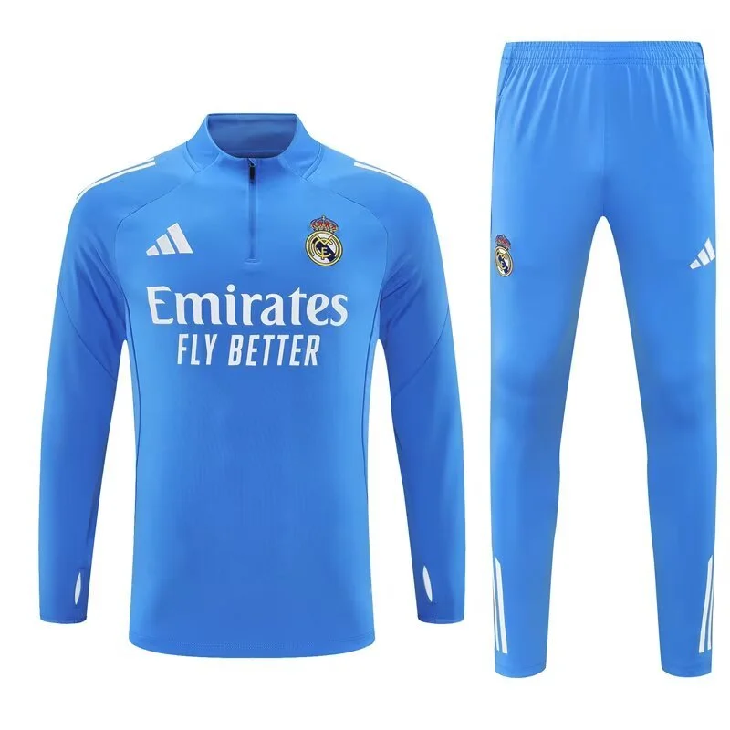 Kids Real Madrid Training Kit (Sweatshirt+Pants) Blue 2025/26