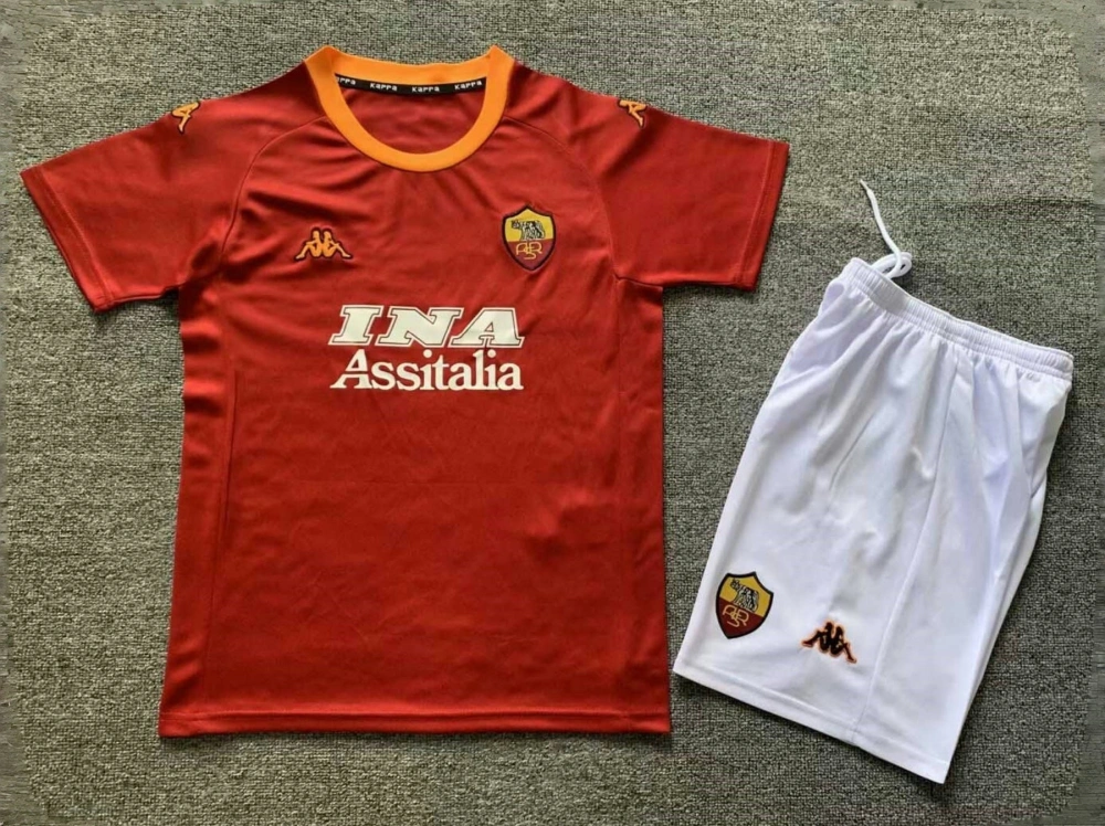 Roma Retro Soccer Jersey Home Kids Kit Jersey+Shorts 2000/01