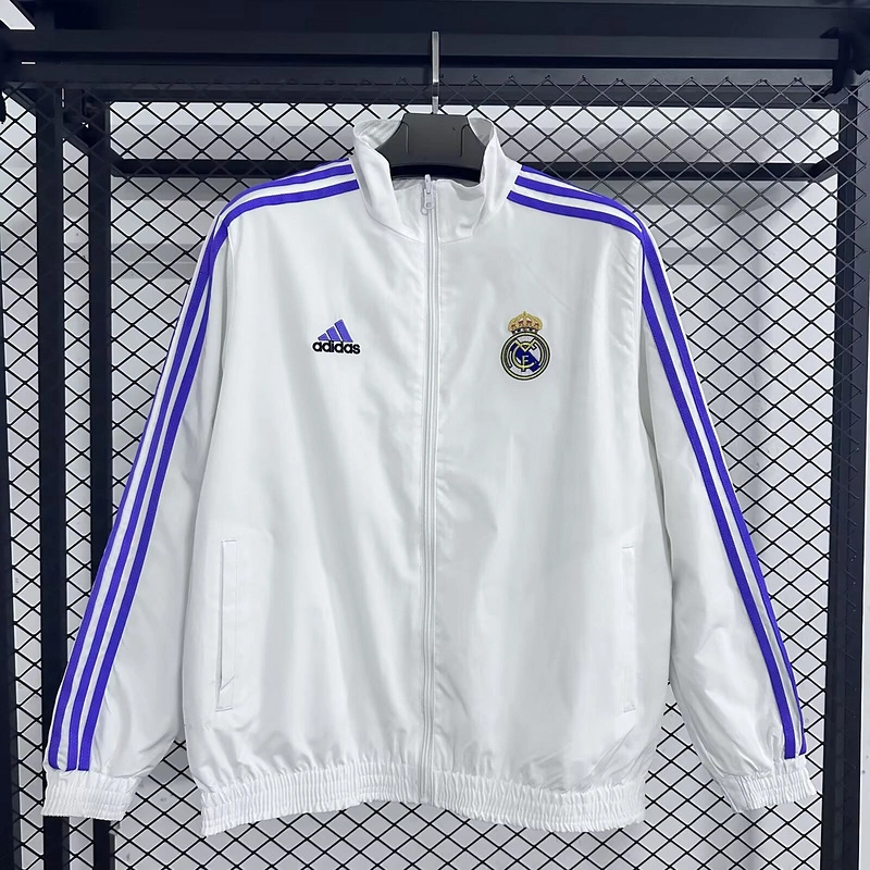 Real Madrid Reversible Double-Sides Windbreaker Jacket White&Gray 2025-26