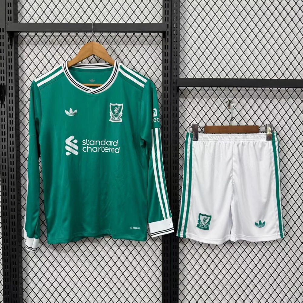 Liverpool Football Jersey Third Away Kids Long Sleeve Kit Jersey+Shorts 2025/26
