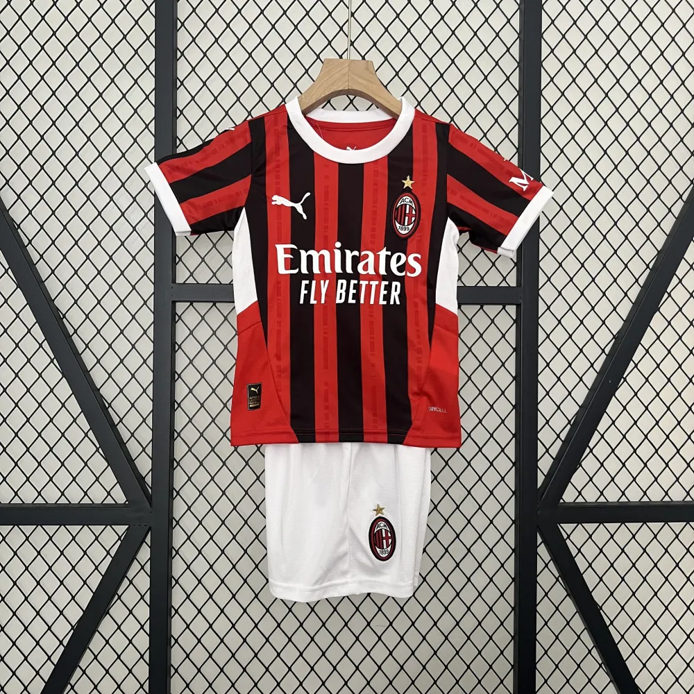 AC Milan Soccer Jersey Home Kids Kit Jersey+Shorts 2024/25