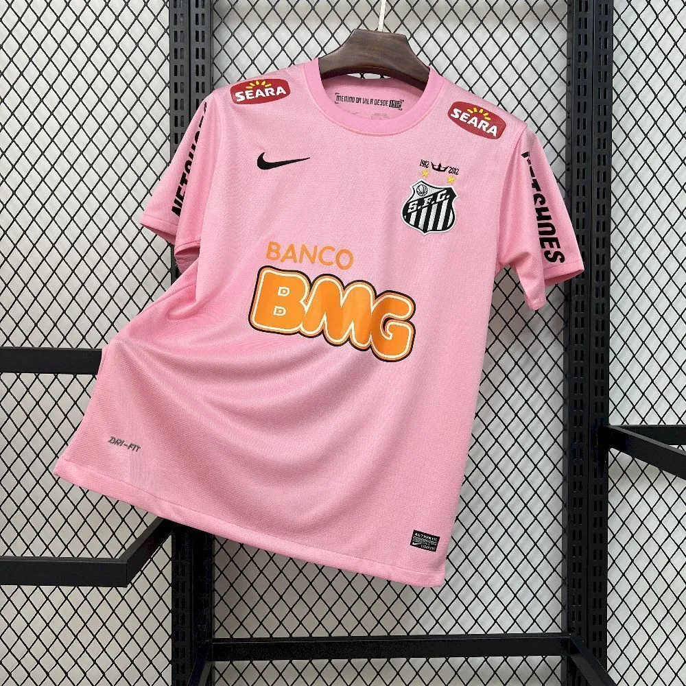 Santos FC Retro Soccer Jersey Pink Edition Custom Shirt 2011-12