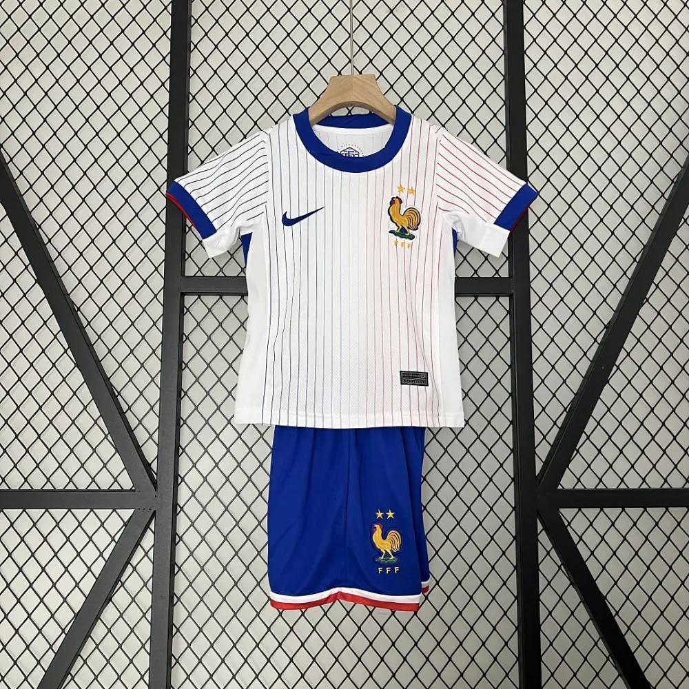 France Away Football Uniform Kids Kit Jersey+Shorts EURO 2024
