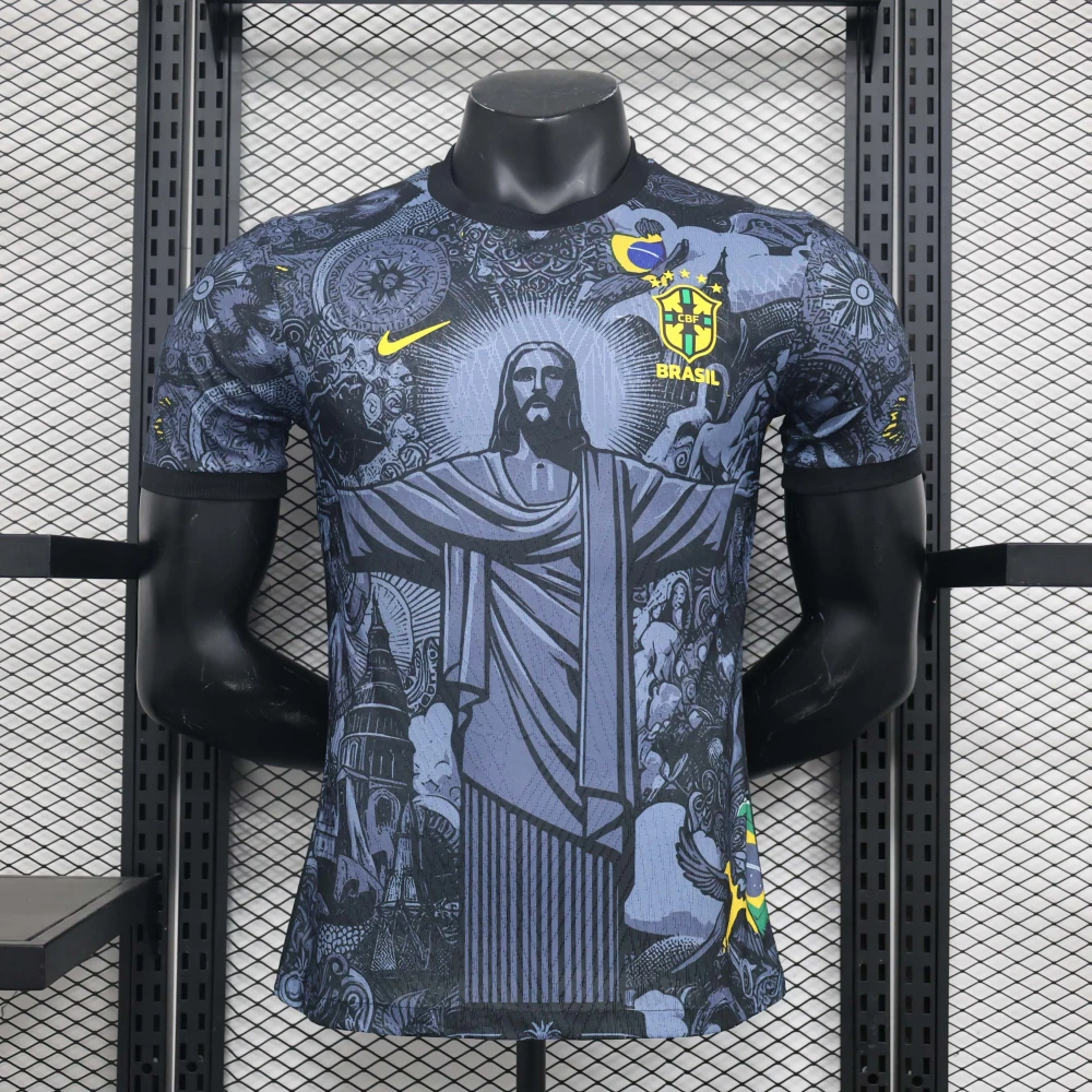 Brazil Authentic Soccer Jersey Jesus Christ the Redeemer Match Shirt 2024